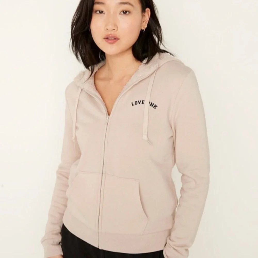 Vs Victorias Secret Pink Sherpa Perfect Full Zip Hoodie Sweater Jacket Top XL